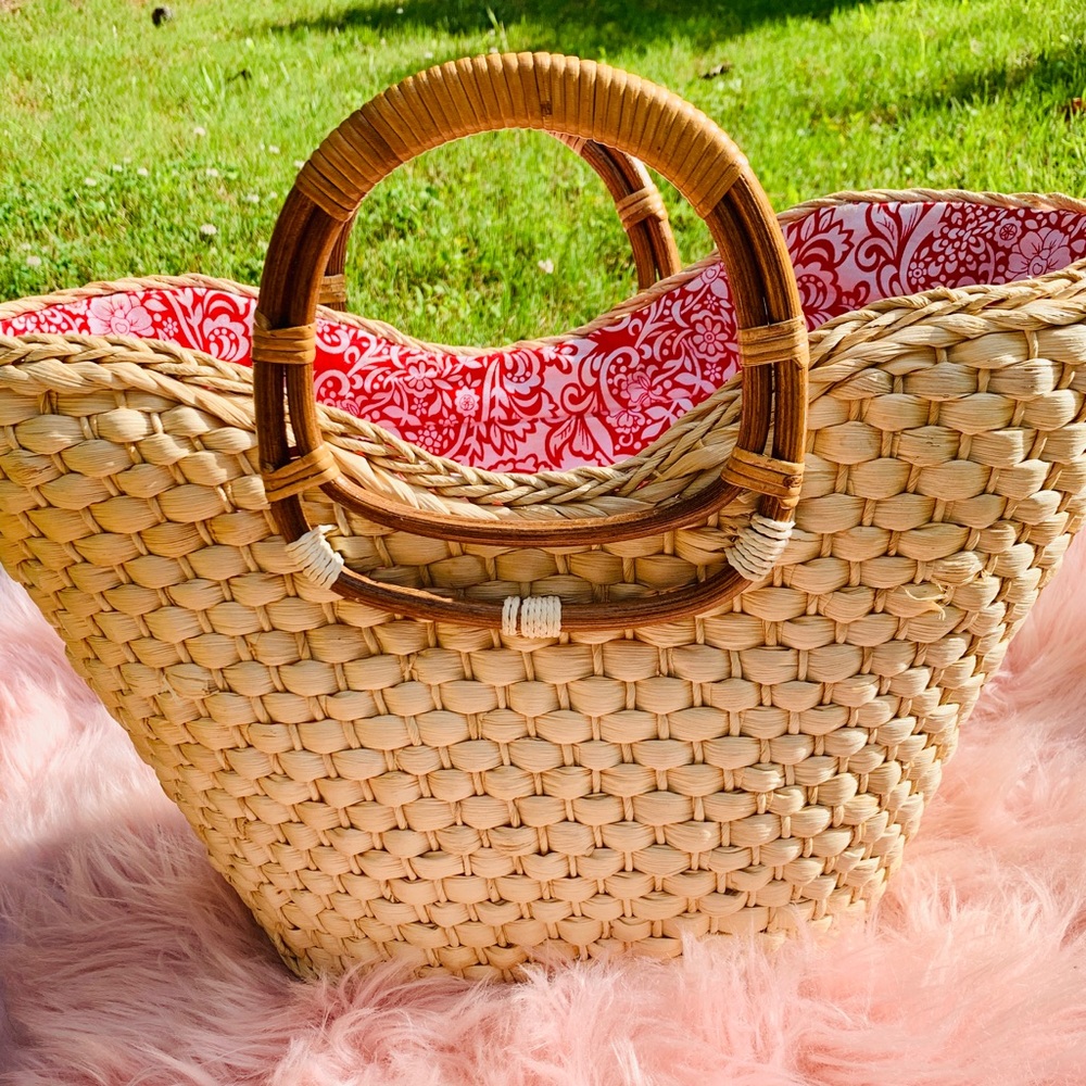 Beach bag W/ Wood handle